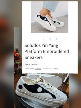 Soludos Yin Yang Platform Sneakers in White and Black
